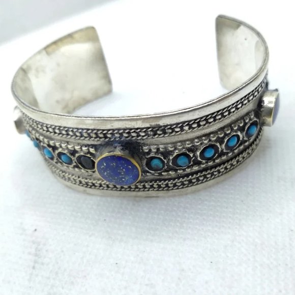 single  Handmade Afghan Lapis Lazuli Stones Bracelet Tribal Afghan Bracelet - Picture 6 of 7